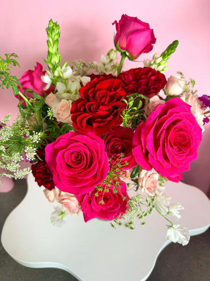 "MY VALENTINE"  Arrangement - clear vase