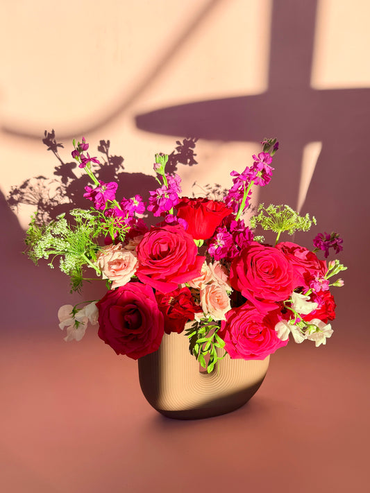 "MY VALENTINE"  Arrangement - mauve vase