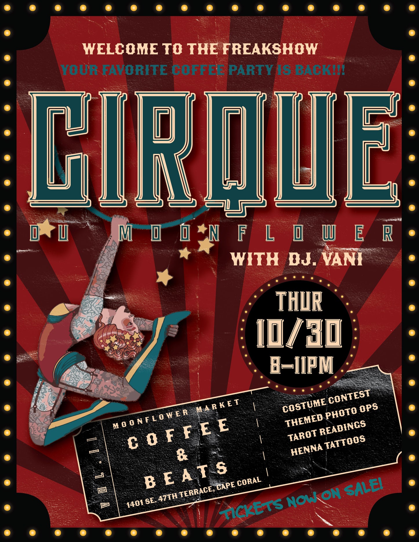 Coffee + Beats - CIRQUE DU MOONFLOWER Halloween Party